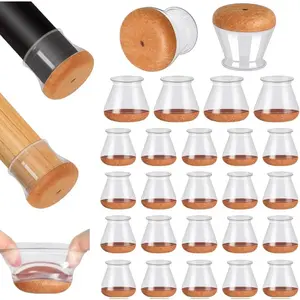 24 Pcs Chair Leg Floor Protectors, Silicone Chair Leg Protectors Caps Covers for Hardwood Floors, Furniture Pads Sliders with Wrapped Felt Bottom Medium (Fit:0.76"-1.18")