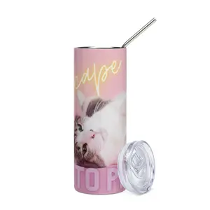 Escape Into Pink: Kitty Hugs: Specialized Personal Stainless Steel Tumbler w/Straw