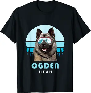 Norwegian Elkhound Ski Ogden Utah Dog Lover T-Shirt - Josephroycos Shop 88B0CRDMB491
