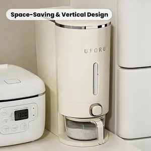 UFORU insect-proof airtight Rice Dispenser with Measuring Cups - Moisture-Resistant Plastic, Airtight Grain Storage Container for Soybeans, Corn & Cereals,pet food,cat food,dog food,suitable for kitchen and food storage room Pest Prevention Features Smoot
