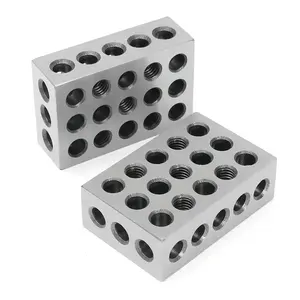 1-2-3 Inch Blocks Matched Pair Ultra Precision Steel Parallel Blocks with 23 Holes 0.0002 Machinist Milling