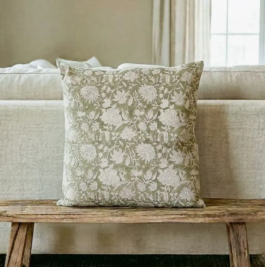 Sage Peony Pillow