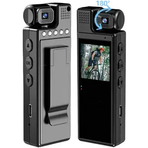 Hd Wearable Vlogging Camera, Portable Body Camera with 180° Rotation Lens & 1.3'' LCD Color Screen, Wireless Wifi Action Camera with Motion-detection, Wearable Recording Camera