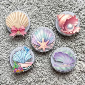 Mermaidcore Sea Shell Phone Grip, Aesthetic Pearl in Shell Griptok, Pastel Iridescent Conch Phone Stand, Cute Starfish Ocean Tech Accessory, Summer Beach Gift for Her
