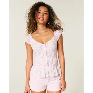 Hollister V-Neck Pintuck Top