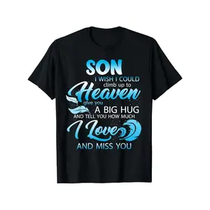 [100% Cotton] 100% Cotton In T-Shirt Suitable for Dad Mom - Son I Love Miss You in Heaven Shirt, Loose Fit Round Neck Comfortable Gift for Parents, Memorial Day Gifts for Loss of Father or Mother, Bereavement Apparel for