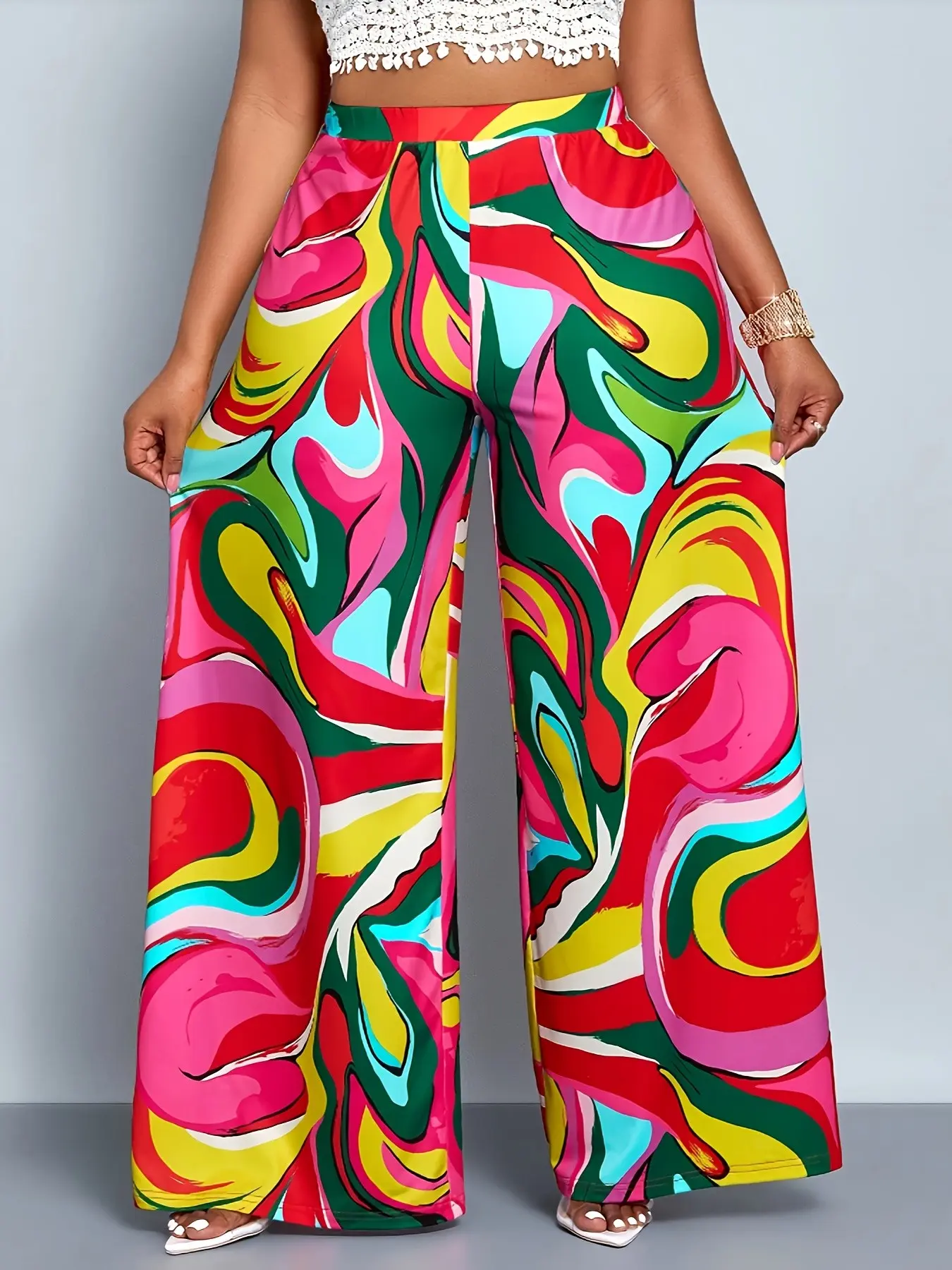 Women's Middle Eastern Style Casual Fashion Loose Long Pants, Multicolor Print, Elegant, Relaxed, Youthful, Christmas & New Year Clothing, Pants, Casual Comfy Trousers, Bohemian Trousers, Boho Casual Bottoms