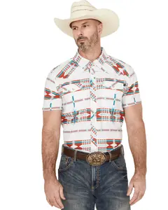 Rock & Roll Denim Men's And Tek Southwestern Striped Short Sleeve Pearl Snap - Bmn3s05960