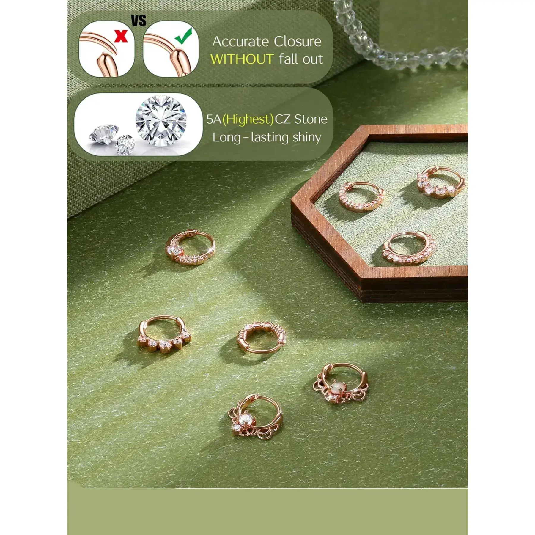 16g Diaphragm Click Ring, Diaphragm Perforation Ring, Stainless Steel Cz Opal Cartilage Spiral Ear Screen Ring, Earring Nose Ring, 10mm Perforated Jewelry Set 16g Diaphragm Click Ring, Diaphragm Perforation Ring, Stainless Steel Cz Opal Cartilage Spiral Ear Screen Ring, Earring Nose Ring, 10mm Perforated Jewelry Set