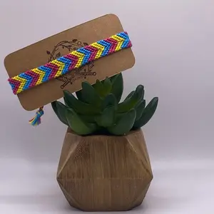 Pansexual Chevron Pride Friendship Bracelet - High-Quality Cotton Embroidery Floss, Adjustable Sliding Knot, LGBTQ+ Support Fashion Accessory
