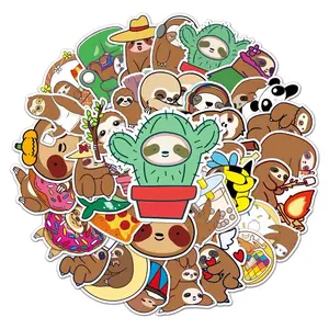 50 pack of sloth animal stickers. Waterproof Decals. No Duplicates