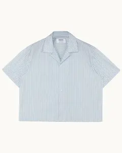 Blue Striped Cropped Shirt