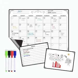 Magnetic Calendar for Fridge, 3 Erasable Boards with 4 Markers, Home Office School Use, Weekly Monthly Plan Whiteboard