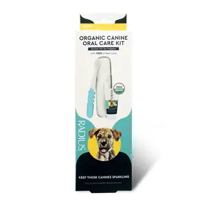 RADIUS Organic Canine Dental Kit with Critter Case - 1 Dog Toothbrush & 0.8oz Dog Toothpaste - Ultra Soft Bristle & Non Toxic Toothpaste for Dogs