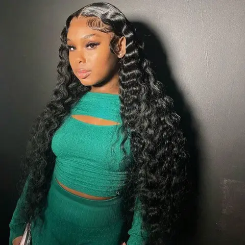 BLING HAIR Thick Glueless Heat Friendly Human Hair Lace Front Wig - 13x6 Deep Wave, 13x4 Kinky Curly HD Transparent Lace Wear Wig for Black Women, Bling Hair Wigs