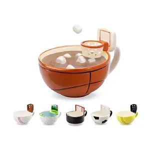Creations The Basketball Mug with a Hoop Novelty Coffee Hot Cocoa Mug, Basketball Mini Hoop Accessories, Funny Christmas Gift for Kids Boys & Girls