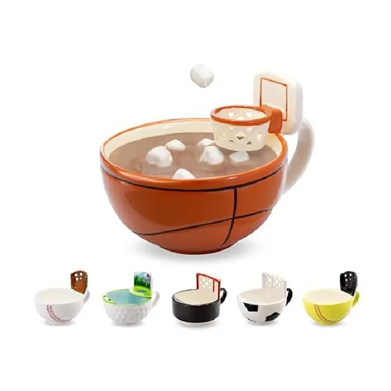 Creations The Basketball Mug with a Hoop Novelty Coffee Hot Cocoa Mug, Basketball Mini Hoop Accessories, Funny Christmas Gift for Kids Boys & Girls