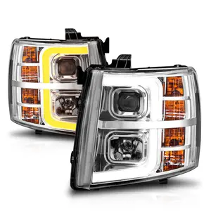 CHEVY SILVERADO 1500 07-13 / 2500HD/3500HD 07-14 PROJECTOR PLANK STYLE SEQUENTIAL HEADLIGHTS CHROME