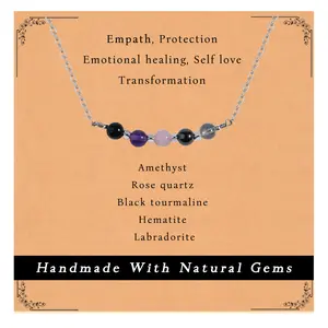 Empath Protection necklace Amethyst Labradorite Natural Gems