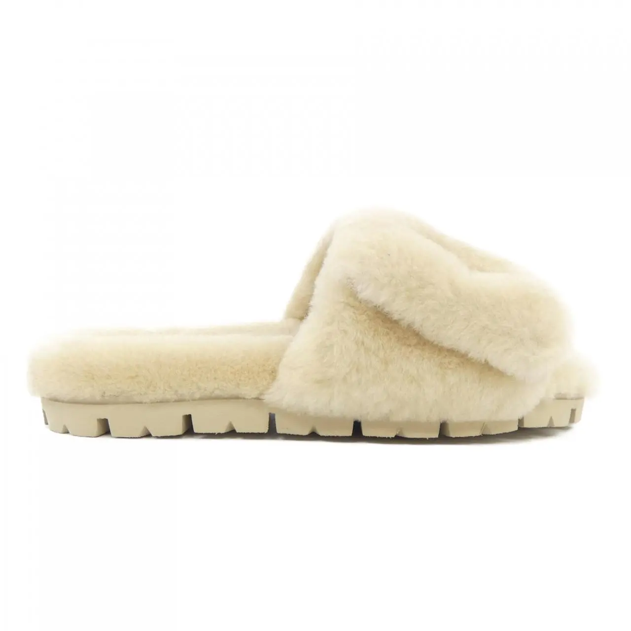 Pre-owned PRADA Others Small Leather Goods Triangle Logo Shearling Slide Sandals