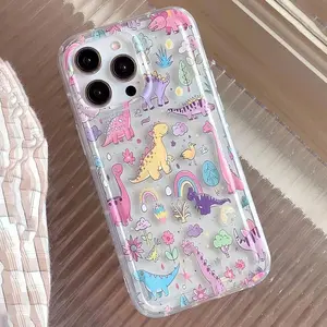 Cute Dinosaur Pattern Clear Phone Case, Decorative Phone Protector Cover, Phone Accessories Compatible with iPhone 11 12 13 14 15 16 Pro Max, Casing