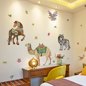 A set of 2 pieces (30*90cm*2pcs) hand-painted Middle Eastern style camel and horse animal decorative wall stickers for living room, bedroom, home background decoration B16036-YJ