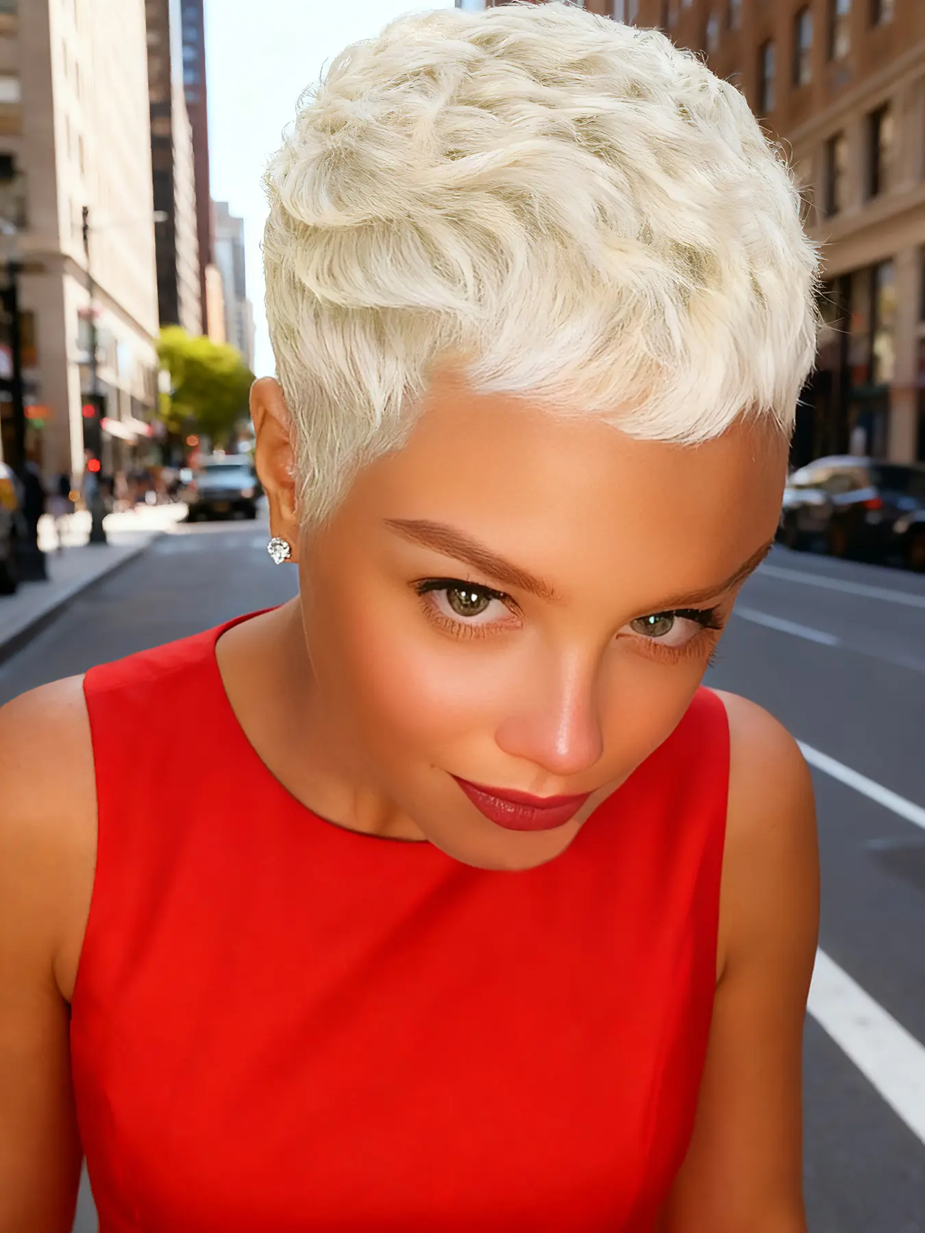 Human Hair Wig Short Pixie Cut with Bangs, Layered white Natural Look for Everyday & Special Occasions (Christmas, Halloween, Cosplay) Real Hair Wigs