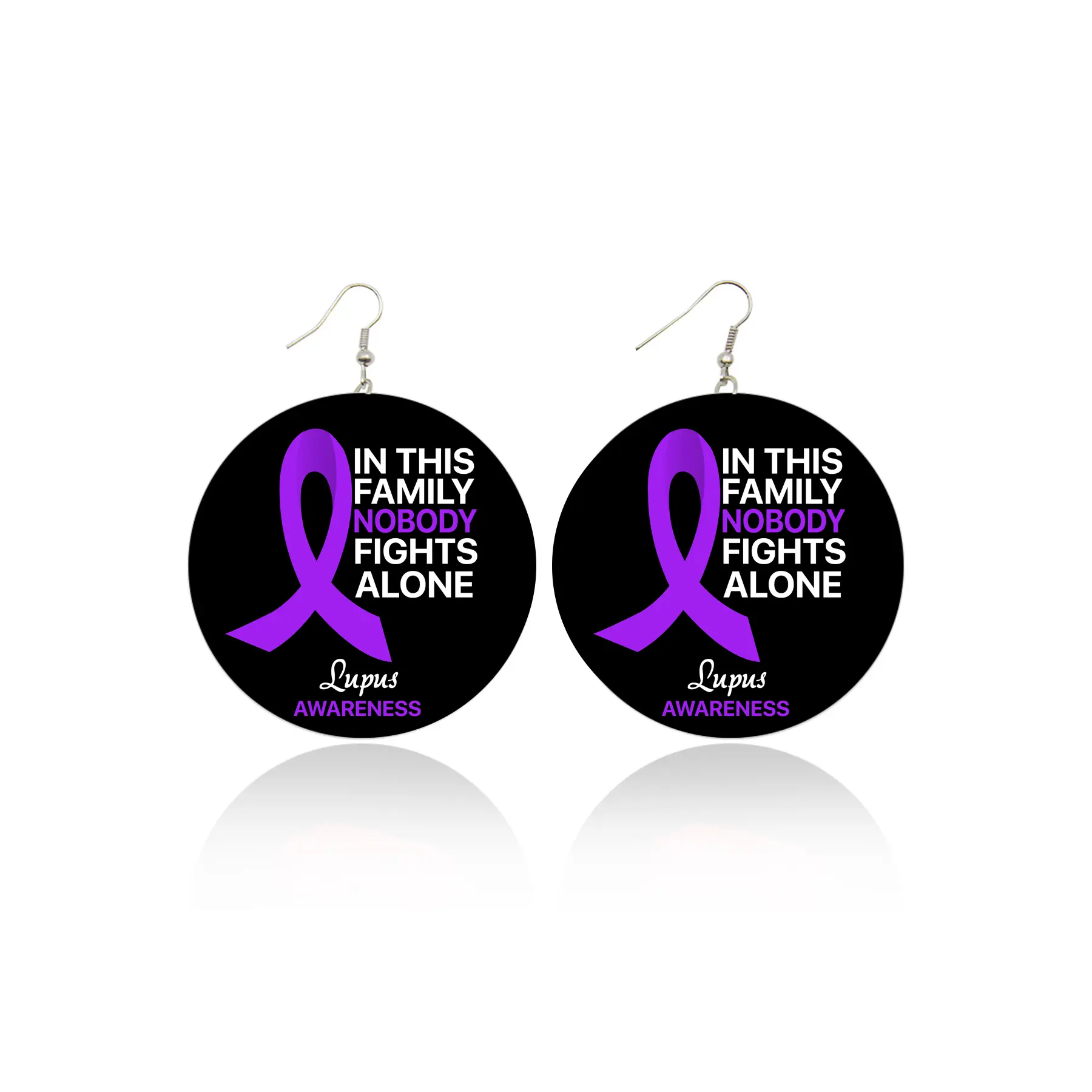 Lupus Awareness Wooden Earrings Lupus Awareness Wooden Earrings