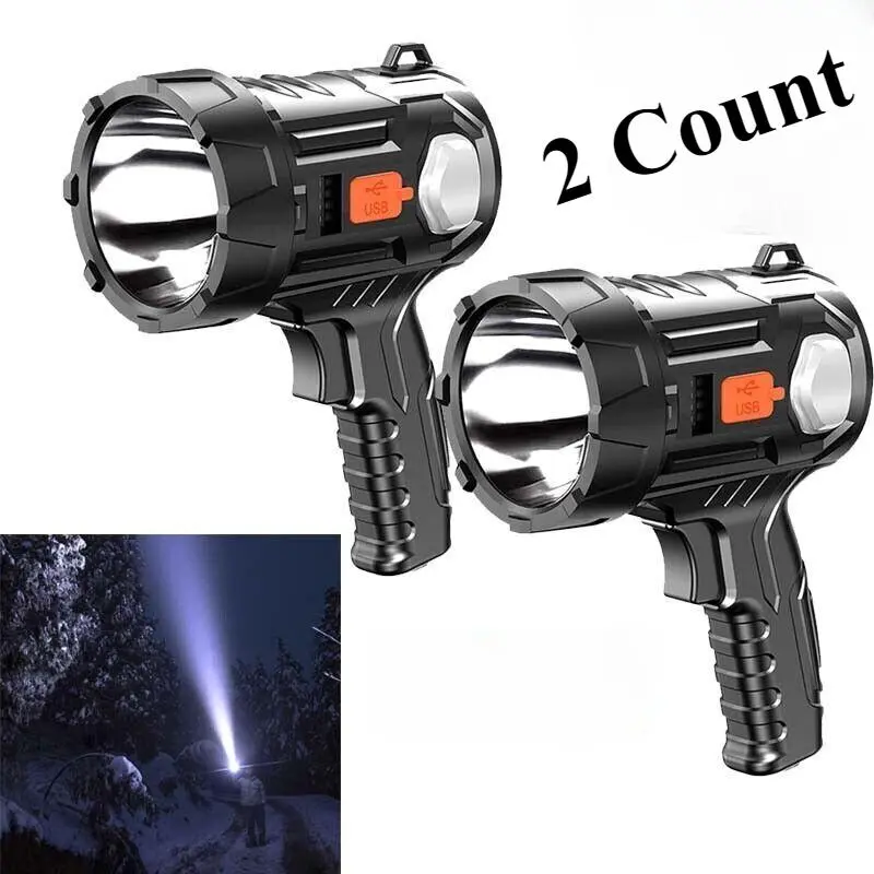 2PCS Solar/USB Super Bright Rechargeable LED Spotlight Flashlight Searchlight fathersdaygifts 2PCS Solar/USB Super Bright Rechargeable LED Spotlight Flashlight Searchlight fathersdaygifts