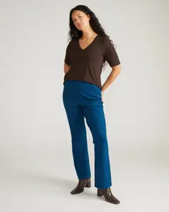 Lily Liquid Jersey V-Neck Stovepipe Tee - Espresso