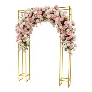 Gold Wedding Arch Backdrop Stand 5.9x8.2 ft Outer Square Inner Arch 44 lbs Capacity for Party Birthday Photo Booth Decoration
