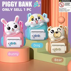 Vintage Mechanical Password Lock Money Bank, Cute Cartoon Design Money Bank with Random Color Backpack, Automatic Money Saving Box, Fun Gift for Boys & Girls