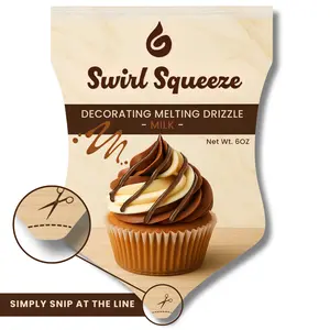 Microwave • Snip • Drizzle — SwirlSqueeze by KIDU Pantry Made with Merckens Candy Melts Ready-to-Go Drizzle Pouch for Cookies Pretzels Cupcakes