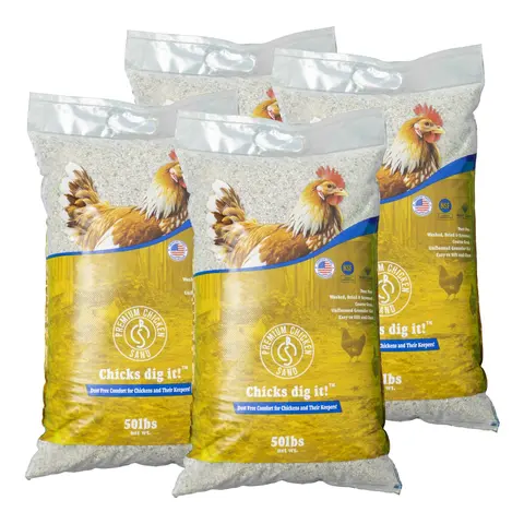Premium Chicken Sand, Odor Eliminating Bedding for Coops, 50 Lb Bag, 4 Pack