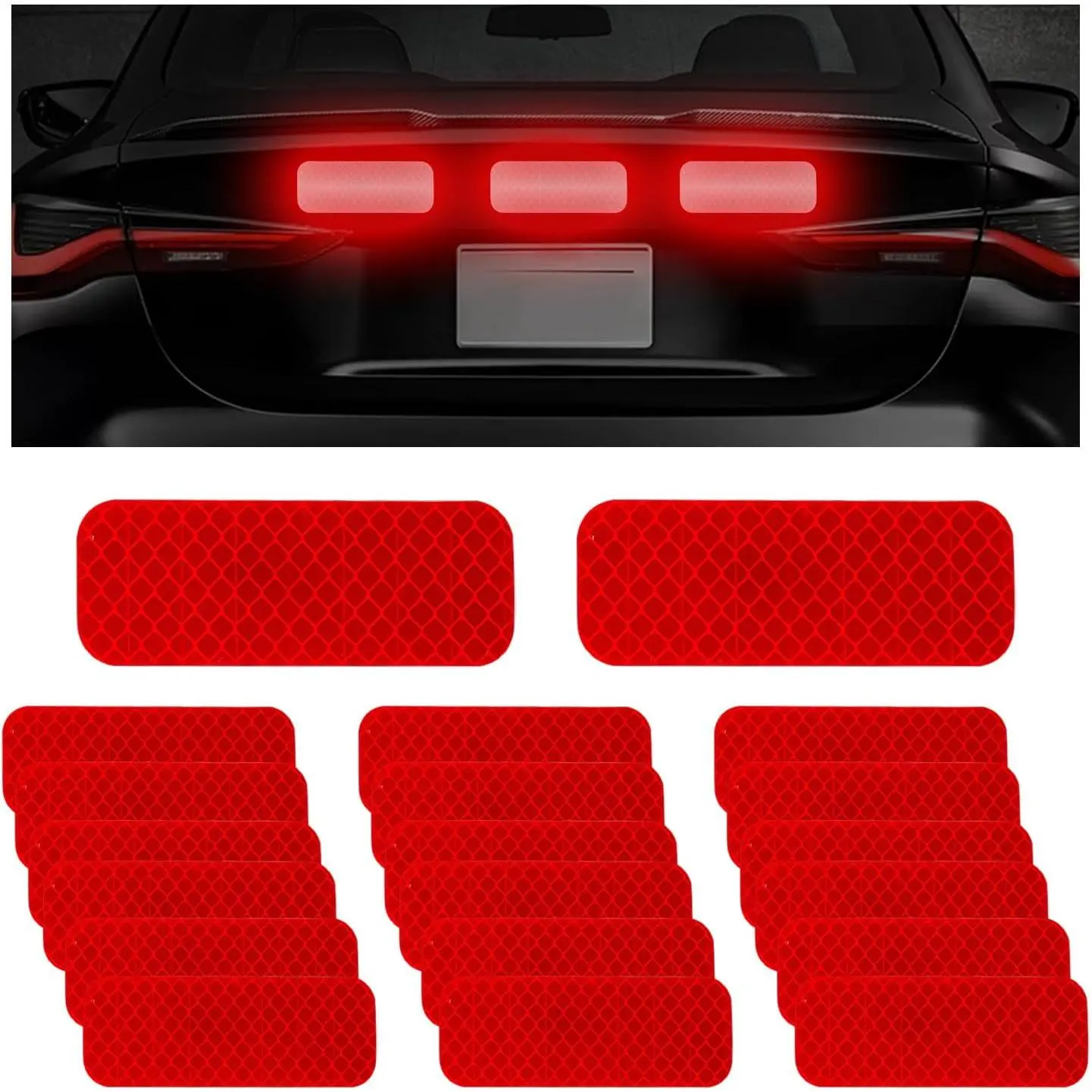 20 count  Reflective Decal, PET Night Visibility Stickers,   Stickers Fit for  ,  Accessories (Red)