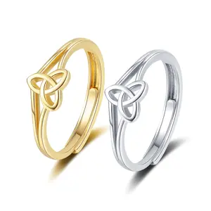 Triangular diamond ring for women, simple and fashionable, hollow geometric opening, adjustable index finger ring