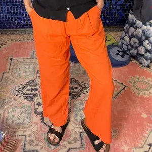 Orange Linen Womens Pants