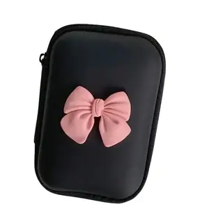 Pink Bow Mini Zip Case Organiser - Compact Organizer with Zip Closure for Small Items and Beauty Products