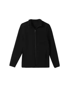 Plus Size Solid Zip Up Fleece Lined Sports Jacket, Casual Long Sleeve Thermal Outerwear for Women, Women's Sportswear for Fall & Winter