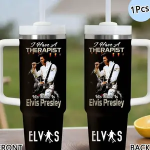 Singer Elvis Vacuum Flasks 40oz Stainless Steel Hydration Tumbler Drinkware with Handle & Straw, Vacuum Insulated Travel Mug Keeps Drinks Cold Up to 12 Hours, Leak-Resistant Cup for Iced Coffee, Water, Office, Gym or Travel