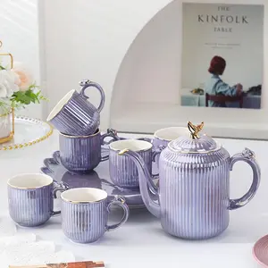 Tea Set, Including Teapot & Teacup & Teapot Tray, Afternoon Tea Coffee Set, Housewarming Gift, Home Decor