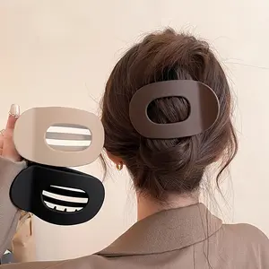 New Flat Hair Clip Round Hairpin Strong Grip Back of Head Bun Clips Curved Arc Elegant Shark Clasp, Stylish Hair Accessories