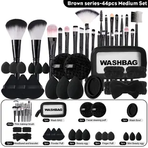 44 Piece Makeup Tool Set Includes Powder Brush Blush Foundation Brush Cosmetic Bag Puff Beauty Sponge Suitable for Daily Face Makeup Makeup Brushes Kits