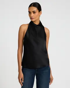 Express Satin Halter Cowl Neck Tank