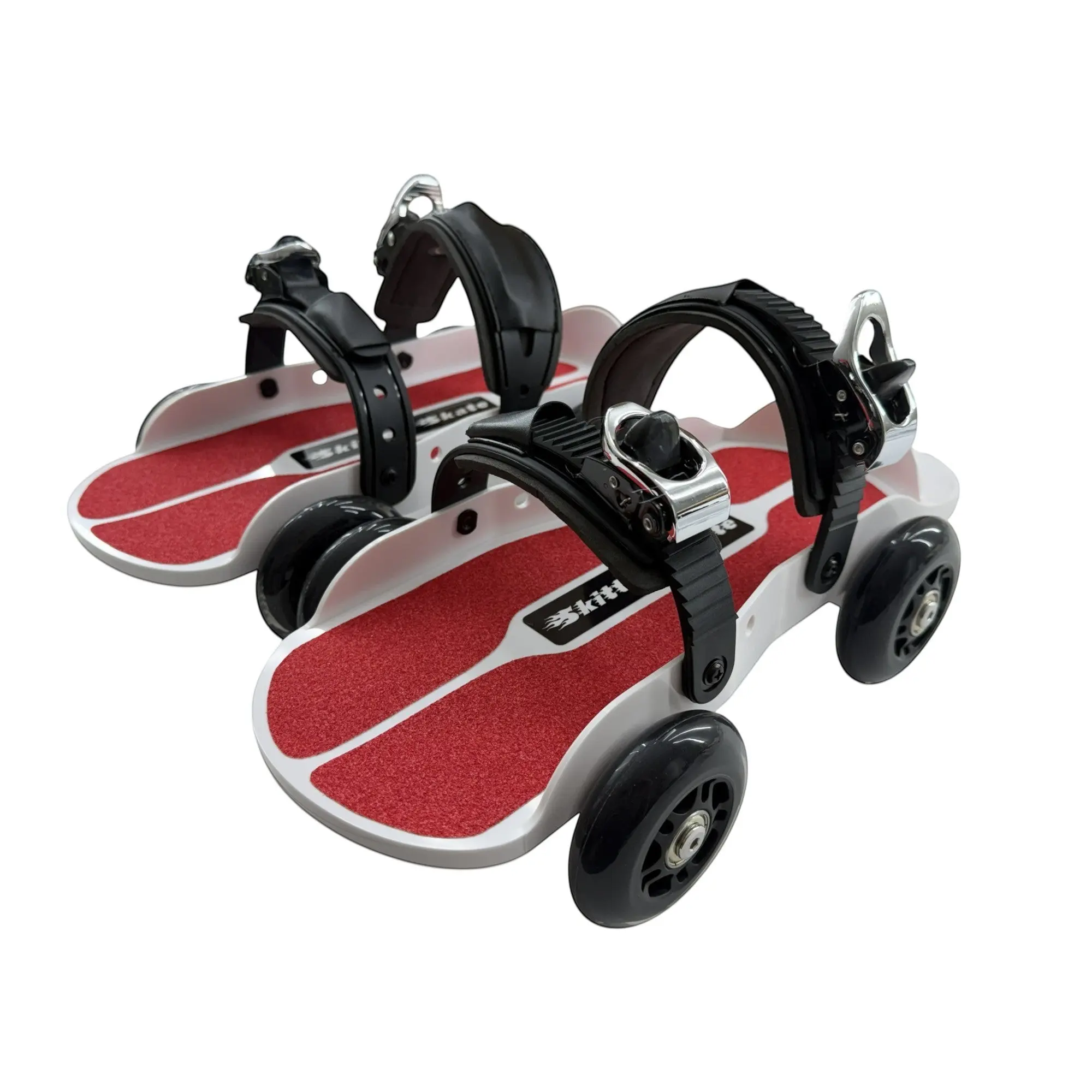 Red Strap-on Skitter Skate - Wearable Roller Skates for Shoes - Adjustable Unisex Street Skates for Indoor/Outdoor Skating