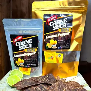 Lemon pepper Franco Carne Seca / dehydrated beef jerky / Chihuahua Mexico style all natural ingredients. Dried  Protein Snack