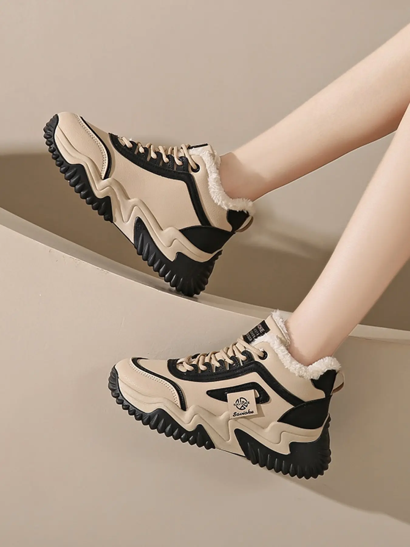 Women's Winter High-Top Casual Fashion Sneakers Sports Shoes | Fleece Lined Platform Dad Shoes | Thermal Slip-Resistant Boots | Casual Trendy Sneakers