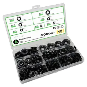635 count Internal   Lock Washers, M3 M4 M5 M6 M8 M10 M12 Quick Speed Locking Washers Assortment Kit, Steel Black Oxide Finish Push  Locking Washer, Fasteners Assortment Kit