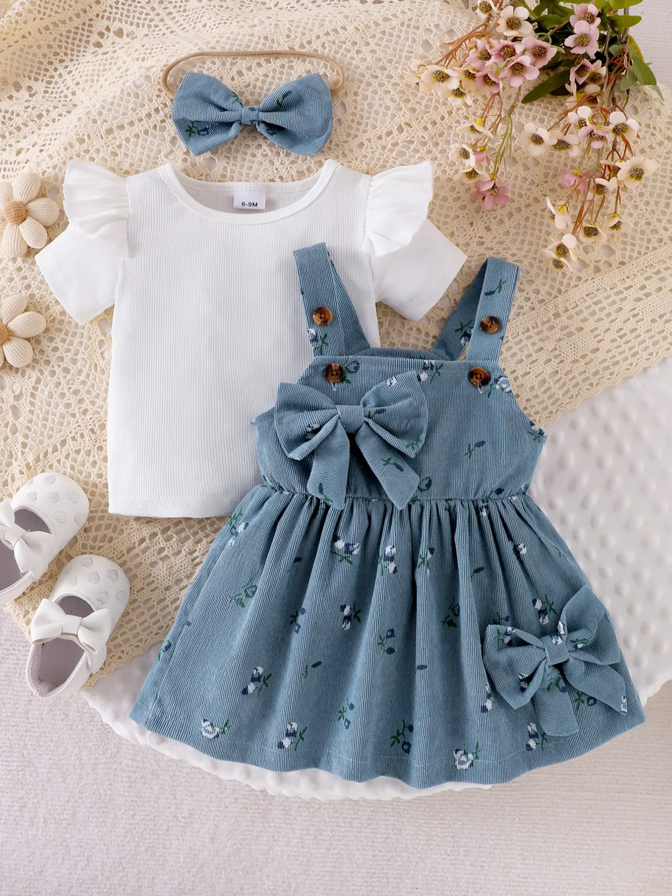Baby Girl 3-Piece Set, Baby Clothing, Casual Short Sleeve T-Shirt, Striped Dress with Large Bow, Elegant Style, Includes Hair Band - TikTok Shop Baby Girl 3-Piece Set, Baby Clothing, Casual Short Sleeve T-Shirt, Striped Dress with Large Bow, Elegant Style, Includes Hair Band - TikTok Shop