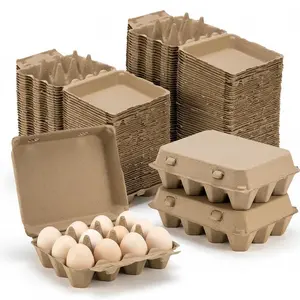 24PCS Natural Pulp Egg Cartons, 3×4 Grid Reusable Egg Storage Boxes, Perfect for Chicken Coops, Farmers Markets and Home Kitchen Use